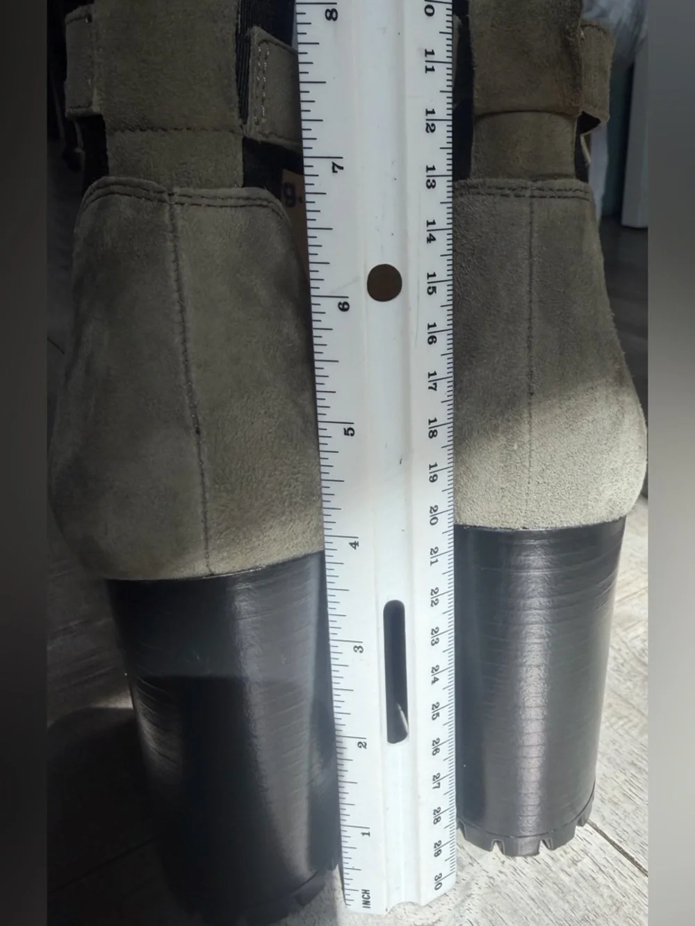 Barneys New York Taupe Suede Buckle Chelsea Ankle Boots